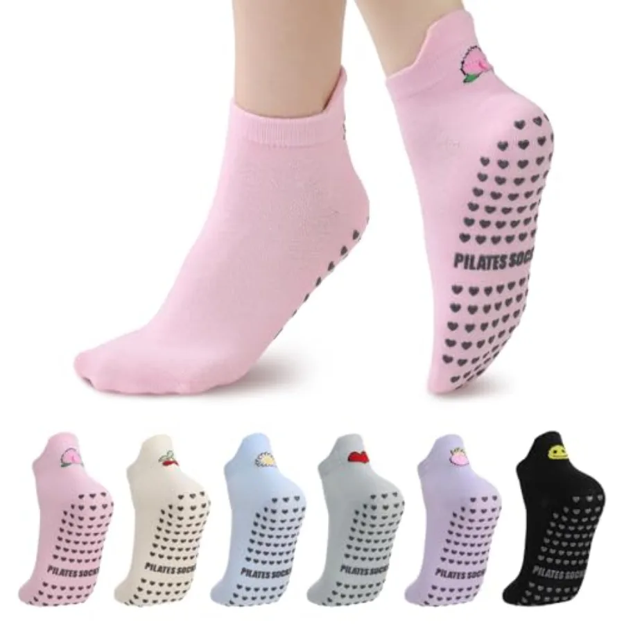 Pilates Yoga And Barre - 6 Pairs Pilates Socks with Grips