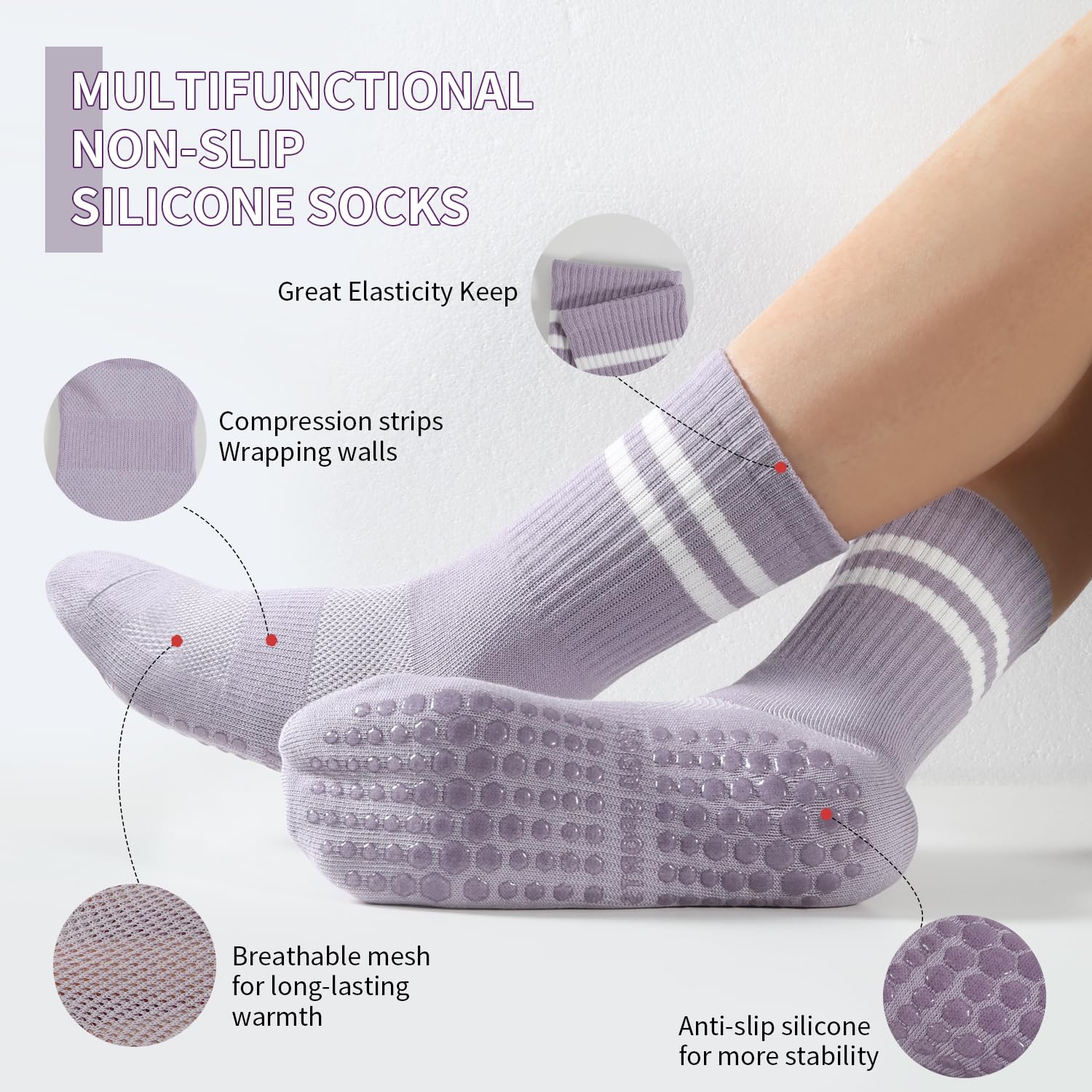 4 pairs BUDERMMY Pilates Socks - Pilates Yoga And Barre recension och pris