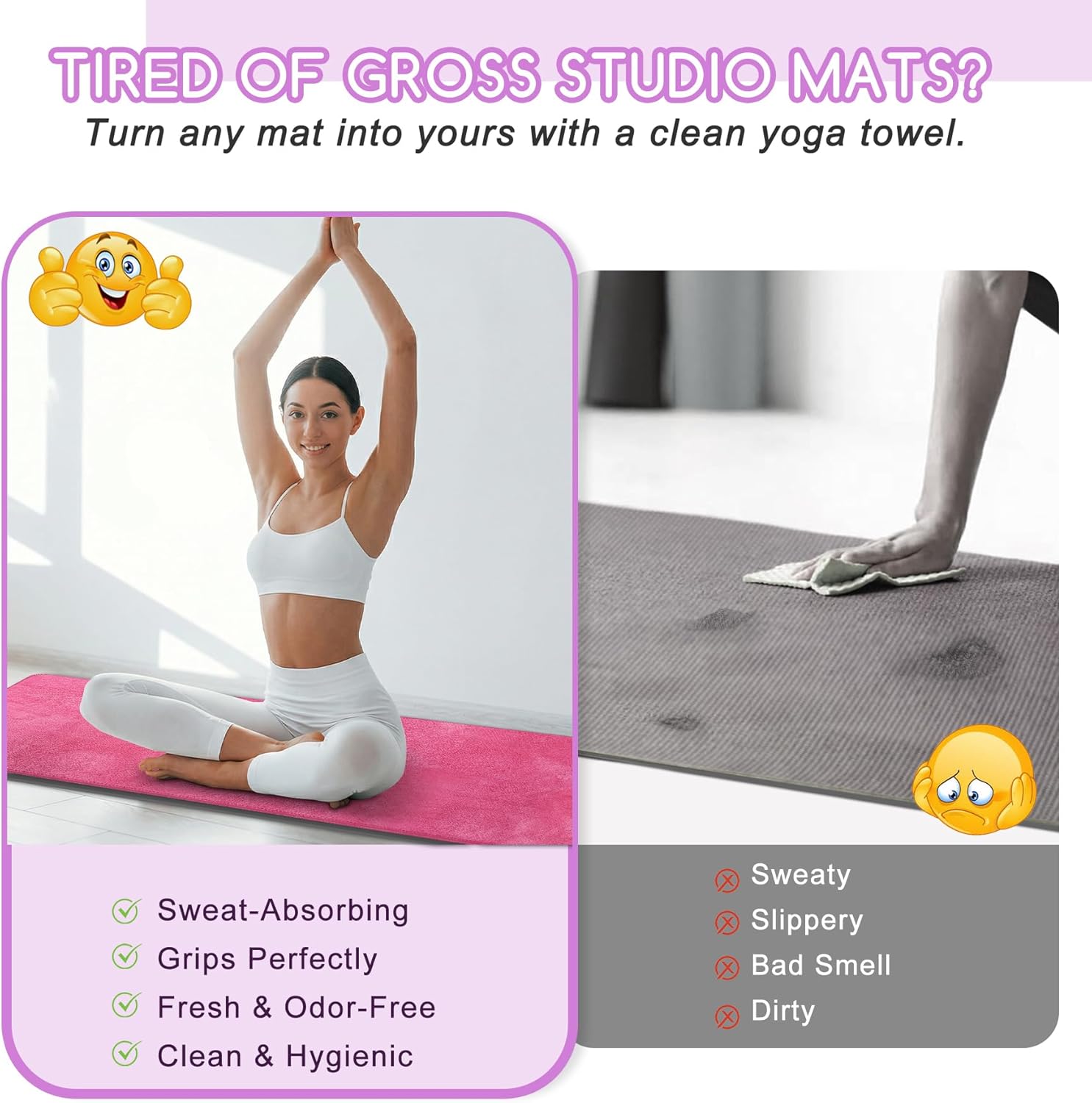 Yoga Mat Towel, Extra Thick 60 - Pilates Yoga Towel recension och pris