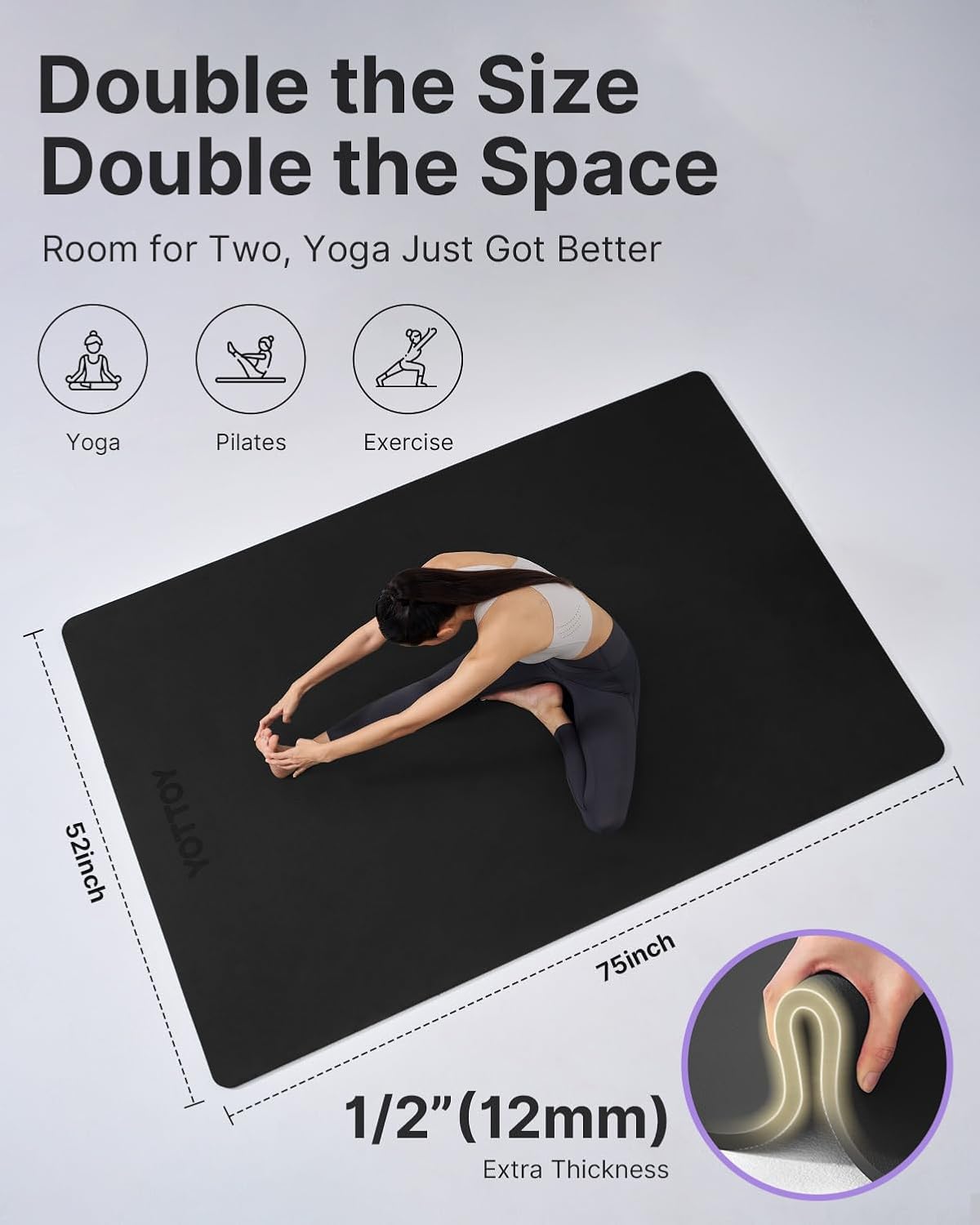Large Yoga Mat 75x52x1/2in, Ex - Pilates Yoga Towel recension och pris
